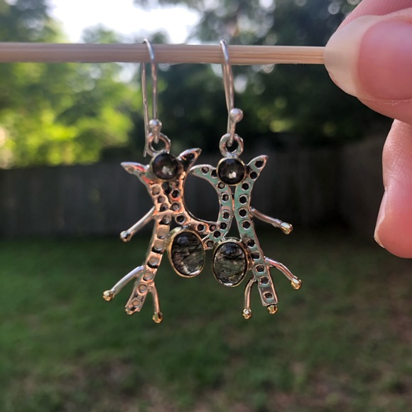 Smoky Quartz & Tourmalated Quartz Earrings - Picture 3 of 5